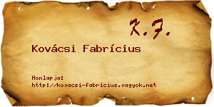 Kovácsi Fabrícius névjegykártya